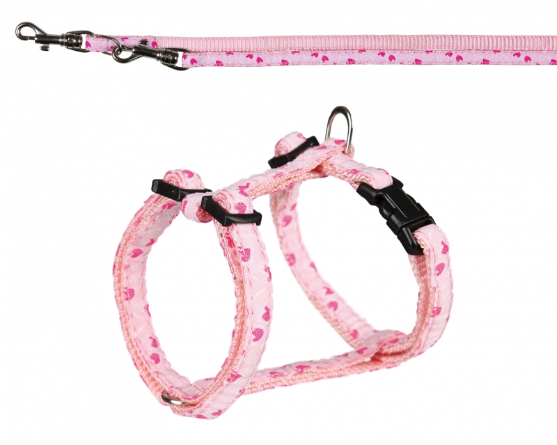 Puppyset: harnas met leiband roze 23-24cm/8mm